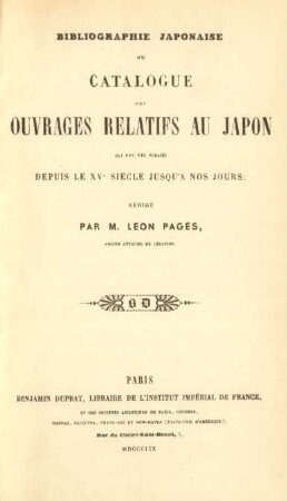 Bibliographie Japonaise depuis le XVe siècle jusqu'à 1859