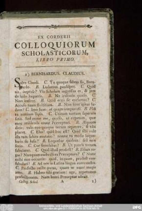 Ex Corderii Colloquiorum Scholasticorum, Libro Primo.