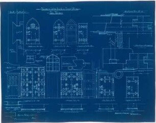 Heilige Familie-Kirche, Lünen: Türen, Ansichten, Grundrisse und Details 1:20 und 1:1