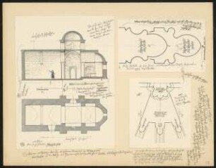 Mittelalterliche Bauten auf der Insel Cypern Aufnahmen und Rekonstruktionen: Links: Grundriss und Längsschnitt der Kirche der hl. Jungfrau Maria, Rechts: Rippenprofile Kloster Bella Abbaye