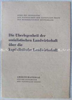 Propagandaschrift der Nationalen Front zum Thema Landwirtschaft
