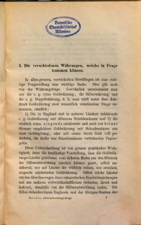 Die Silber-Entwertungs-Frage : Kritische Übersicht der Währungspolitischen Ansichten der nahmhaftesten europäischen und amerikanischen Nationalökonomen von Karl Walcker