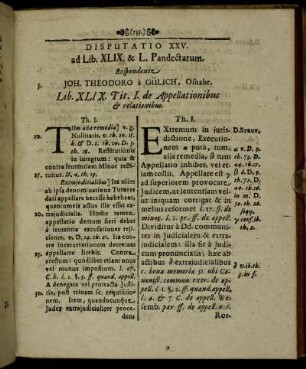 Disputatio XXV. ad Lib. XLIX. - L. Pandectarum