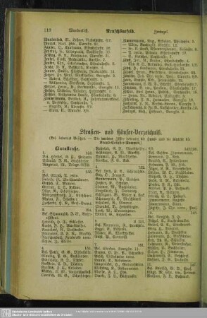 Häuserbuch : Straßen- und Häuser-Verzeichniß