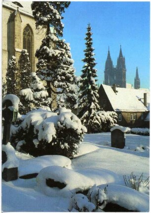 Meißen. im Schnee, Blick vom Afra-Friedhof