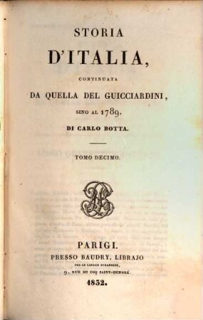 Storia d'Italia, continuata da quella del Guicciardini, sino al 1789. 10