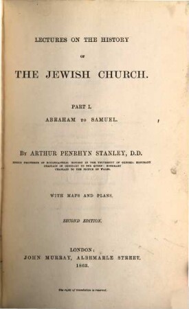 Lectures on the history of the jewish church, 1