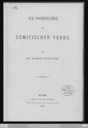 Zur Formenlehre des semitischen Verbs