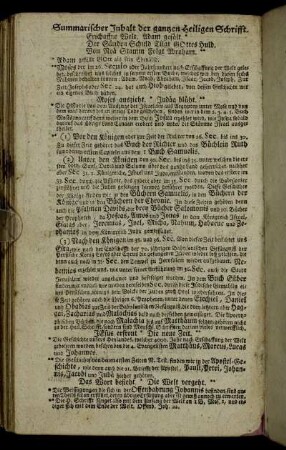 Summarischer Inhalt der ganzen Heiligen Schrifft
