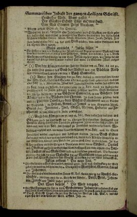 Summarischer Inhalt der ganzen Heiligen Schrifft