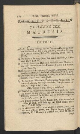 Classis XL. Mathesis