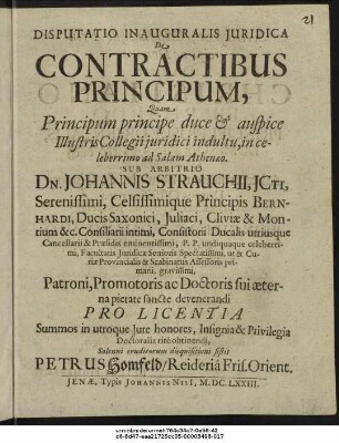 Disputatio Inauguralis Iuridica De Contractibus Principum