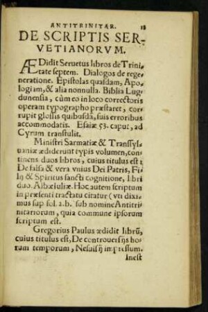 De Scriptis Servetianorum.