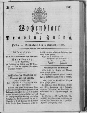 Nr. 37, Ausgabe vom 15. September 1838