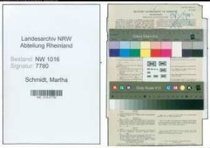 Entnazifizierung Martha Schmidt , geb. 15.10.1903 (Geschaeftsinhaberin)