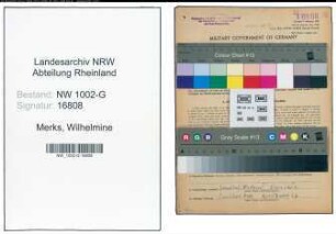 Entnazifizierung Wilhelmine Merks, geb. 01.03.1885 (Gastwirtin)