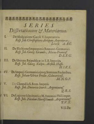 Series Dissertationum & Materiarum.