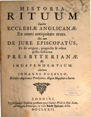 Historia rituum S. Ecclesiae Anglicanae ex omni antiquitate eruta