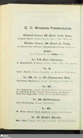 II. C. Strassen-Verzeichniss