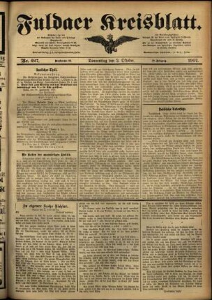 Ausgabe vom Donnerstag, den 03. Oktober 1907.