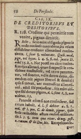 Cap. IX. De Creditoribus Et Debitoribus.