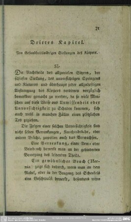 Drittes Kapitel. Von Gesundheitswidrigen Stellungen des Körpers