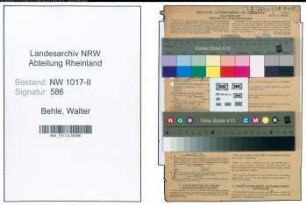 Entnazifizierung Walter Behle , geb. 10.07.1892 ()
