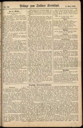Zweite Ausgabe vom Samstag, den 03. Mai 1879.