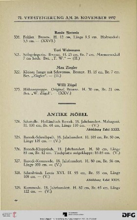 Antike Möbel (Nr. 324-329)