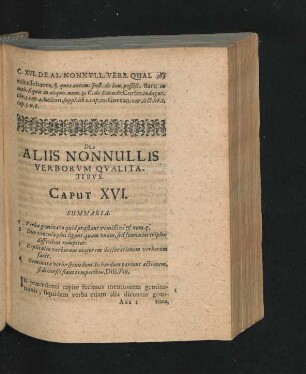 Caput XVI. De Aliis Nonnullis Verborum Qualitatibus.