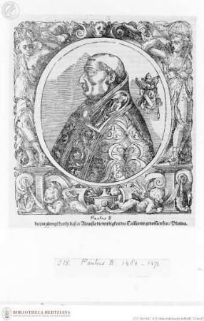 Illustrationen aus Jobin, Bernhard, Accuratae Effigies Pontificum Maximorum (...). Straßburg 1573, Paul II., Papst, Porträt