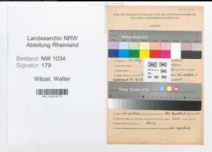 Entnazifizierung Walter Witzel , geb. 14.03.1907 (Hauptmann)