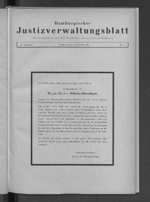 Todesanzeige. Justizpräsident a.D. Dr.jur.Dr.h.e. Wilhelm Kiesselbach