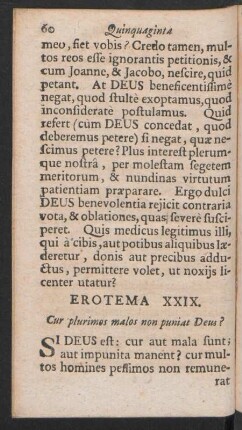 Erotema XXIX. Cur plurimos malos nonpuniat Deus?