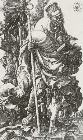 Heiliger Petrus mit Schlüssel in der rechten und geöffnetem Buch in der linken Hand