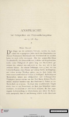 Ansprache bei Gelegenheit der Preisvertheilungsfeier am 13. Juli 1895