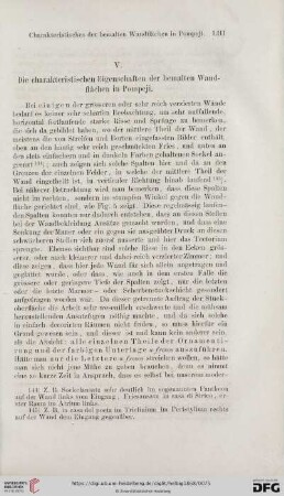 V. Die charakteristischen Eigenschaften der bemalten Wandflächen in Pompeji
