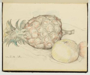 Stillleben mit Ananas und Äpfeln