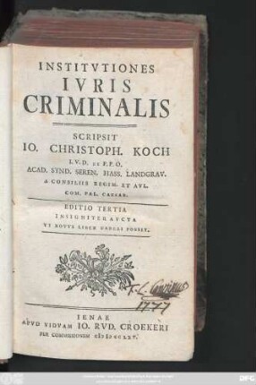 Institvtiones Ivris Criminalis