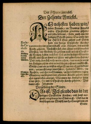 Der Zehende Artickel.