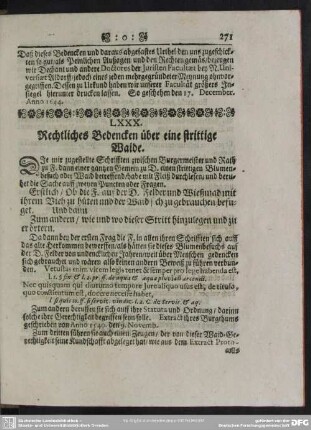 LXXX. [LXXVIII.] Rechtliches Bedencken über eine strittige Waide