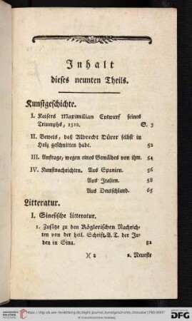 Inhalt dieses neunten Theils