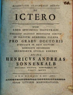 Diss. inaug. med. de ictero