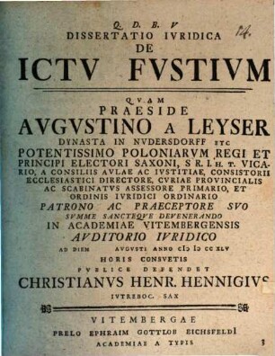 Dissertatio ivridica de ictv fvstivm