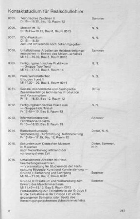Kontaktstudium für Realschullehrer