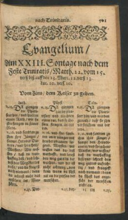 Evangelium/ Am XXIII. Sontage nach dem Feste Trinitatis