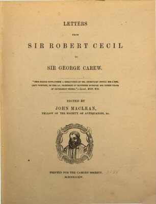 Letters from Sir Robert Cecil to Sir George Carew