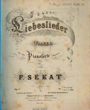Liebeslieder : Walzer für das Pianoforte ; op. 3