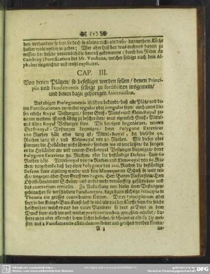 Cap. III. Von denen Plätzen, so befestiget werden sollen, denen Principiis und Fundamentis selbige zu fortificiren insgemein, und denen dazu gohörigen Axiomatibus