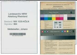 Entnazifizierung Johann Mettelsiefen , geb. 14.03.1901 (Heizer)
